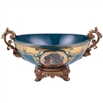 Arc De Cristal Bowl in Bronze-Deep Aegean Blue-Gold Finish by Homey Design - HD-4005