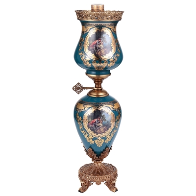 Arc De Cristal Table Lamp in Bronze-Deep Aegean Blue-Gold Finish by Homey Design - HD-4029S