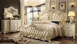 Le Muy 6 Piece Bedroom Set in Antiqued White Finish by Homey Design HD-5800