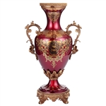 Arc De Cristal Vase in Bronze/Ruby Red/Gold Finish by Homey Design - HD-6028