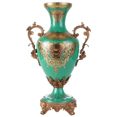 Arc De Cristal Vase in Bronze/Emerald Green/Gold Finish by Homey Design - HD-6028G