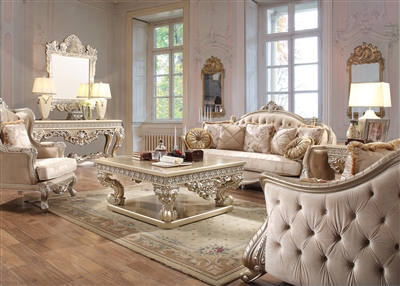 Elegant Tufted Decorative Trim Upholstered 2 Piece Living Room Set by Homey Design - HD-661