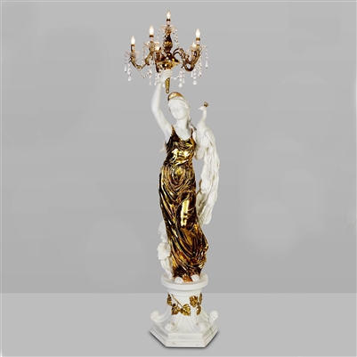 White & Metallic Gold Finished Lady Floor Lamp by Homey Design - HD-7941