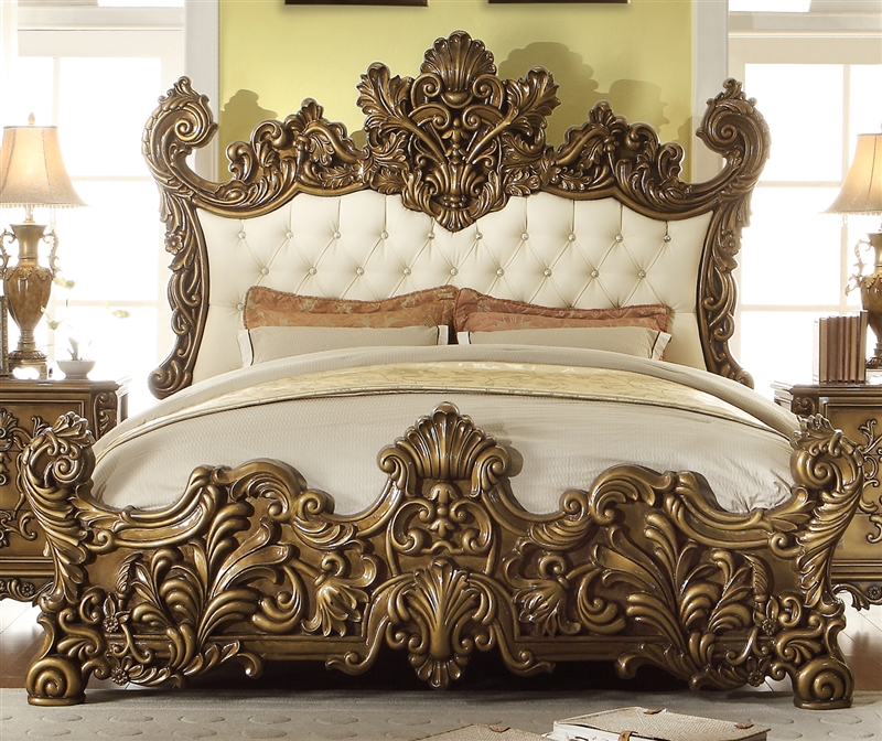 Classic Hand Carved Bed By Homey Design, Carved Bed Frame