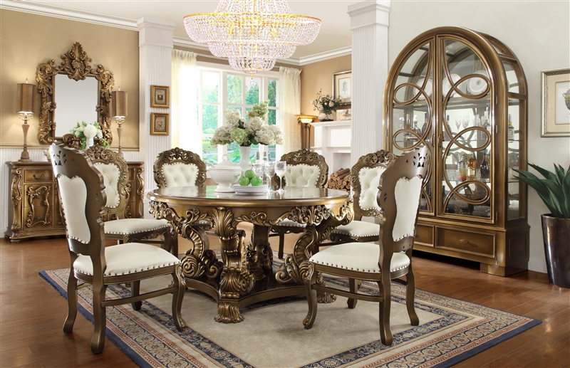 Antique Gold-Tone Finish 5 Piece Dining Room Set by Homey Design - HD ...