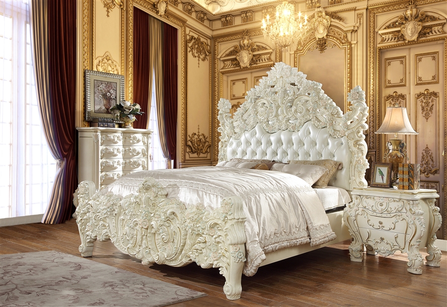 Victorian Carved Frame Tufted 6 Piece, Victorian King Bed