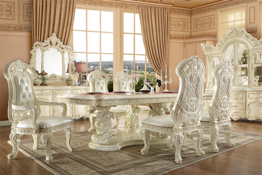 Victorian Carved White Gloss Finish China Cabinet by Homey Design