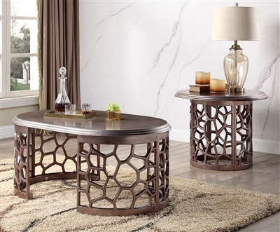 European Style 3 Piece Occasional Table Set in Dark Gray Finish by Homey Design - HD-8912DG-OT