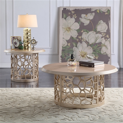 Atlantis 3 Piece Occasional Table Set in Champagne Finish by Homey Design - HD-8913C-OT