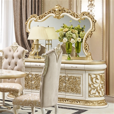 Classic Style Buffet in Gold & Cream Finish by Homey Design - HD-903-BF