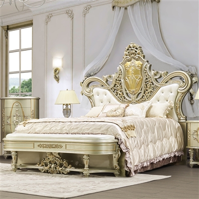 Classic Style Bed in Antique Gold & Belle Silver Finish by Homey Design - HD-958-B