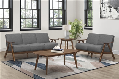 Damala 2 Piece Sofa Set in Walnut & Gray by Home Elegance - HEL-1138GY