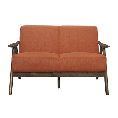Damala Love Seat in Walnut & Orange by Home Elegance - HEL-1138RN-2