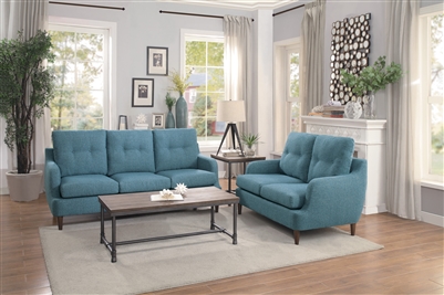 Cagle 2 Piece Sofa Set in Blue by Home Elegance - HEL-1219BU