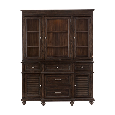 Cardano Buffet & Hutch in Driftwood Charcoal by Home Elegance - HEL-1689-50