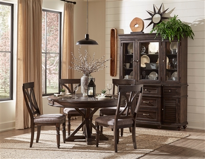 Cardano 5 Piece Round Table Dining Set in Driftwood Charcoal by Home Elegance - HEL-1689-54-5
