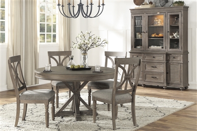 Cardano 5 Piece Round Table Dining Set in Driftwood Light Brown by Home Elegance - HEL-1689BR-54-5