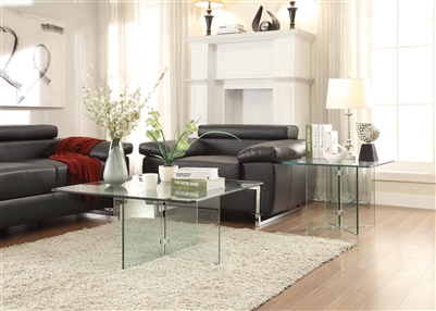 Alouette 2 Piece Occasional Table Set with All Glass by Home Elegance - HEL-17809