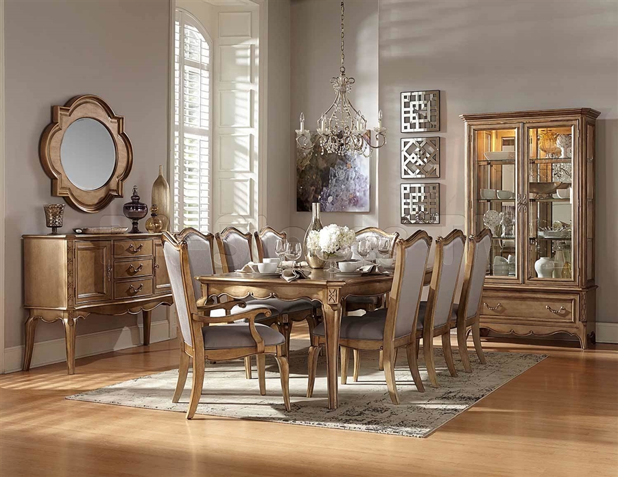 Chambord 7 Piece Dining Set In Gold By, Gold Wall Mirror For Dining Room
