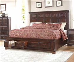 Cranfills Queen Platform Bed with Footboard Storages in Cherry by Home Elegance - HEL-1832-1