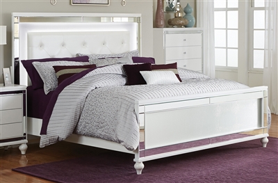 Alonza Queen Bed in Bright White by Home Elegance - HEL-1845LED-1