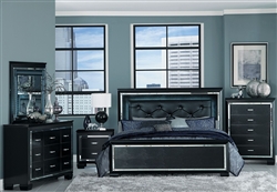 Allura 6 Piece Bedroom Set in Black by Home Elegance - HEL-1916BK-1-4