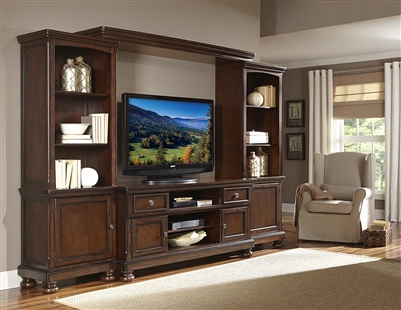 Cumberland 4 Piece 62" TV Stand Set in Medium Brown by Home Elegance - HEL-21590-T62