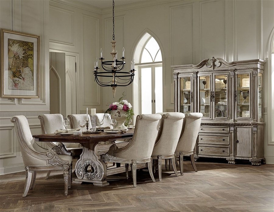 Orleans Ii 7 Piece Dining Set In White Wash Weathered Brown By Home Elegance Hel 2168ww 118 7