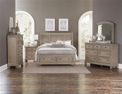 Bethel 6 Piece Bedroom Set in Wire-Brushed Gray by Home Elegance - HEL-2259GY-1-4