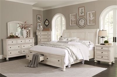 Bethel 6 Piece Bedroom Set in Wire-Brushed White by Home Elegance - HEL-2259W-1-4
