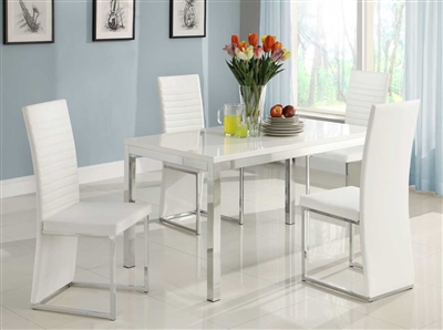 Clarice 5 Piece Dining Set in Glossy White by Home Elegance - HEL-2447-5