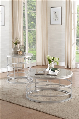 Brassica 2 Piece Occasional Table Set in Silver by Home Elegance - HEL-3608SV-01