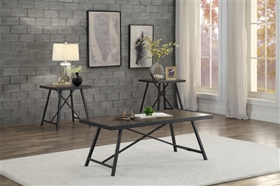 Damsel 3 Piece Occasional Table Set in Dark Burnish by Home Elegance - HEL-3619-31-3PK