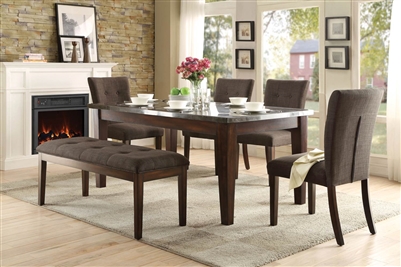 Dorritt 5 Piece Dining Set with Bluestone Marble Top in Cherry by Home Elegance - HEL-5281-64-5