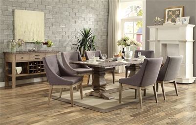Anna Claire 7 Piece Round Dining Set in Driftwood by Home Elegance - HEL-5428-84-7S3