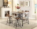 Angstrom 5 Piece Counter Height Dining Set with Wine Rack in Light Oak by Home Elegance - HEL-5429-36-5