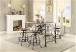 Angstrom 5 Piece Counter Height Dining Set with Wine Rack in Light Oak by Home Elegance - HEL-5429-36-5ST