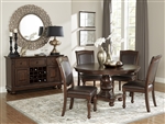 Lordsburg 5 Piece Round Dining Set in Brown Cherry by Home Elegance - HEL-5473-54-5