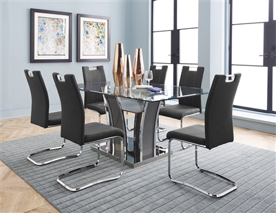 Betmar 5 Piece Dining Set in Chrome and Gray by Home Elegance - HEL-5577GY-72-5GY