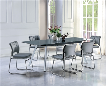 Chromis 5 Piece Dining Set in Gray and Chrome by Home Elegance - HEL-5595GY-87-5