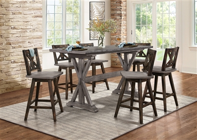 Amsonia 5 Piece Counter Height Dining Set in Gray by Home Elegance - HEL-5602-36-5