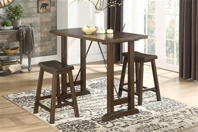 Bracknell 3 Piece Counter Height Dining Set in Brown Cherry by Home Elegance - HEL-5686-32-3