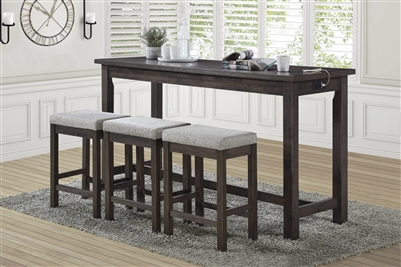 Connected 4 Piece Counter Height Dining Set in Gray by Home Elegance - HEL-5713GY-4