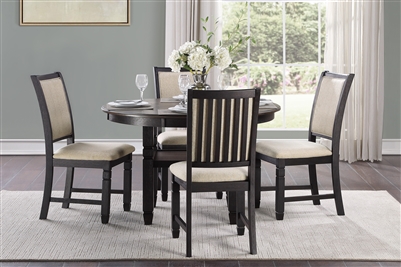 Asher 5 Piece Round Table Dining Set in 2-Tone by Home Elegance - HEL-5800BK-48RD-5
