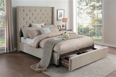 Fairborn Queen Bed with Storage Footboard in Beige by Home Elegance - HEL-5877BE-1DW