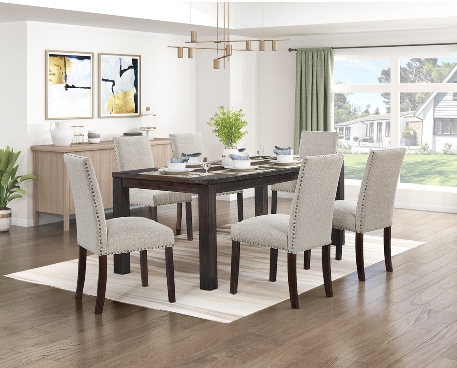 Paulson 5 Piece Rectangular Dining Room Set in Dark Brown Finish by ...