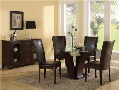 Daisy 5 Piece Round Dining Set with Glass Top in Espresso by Home Elegance - HEL-710-54-5S