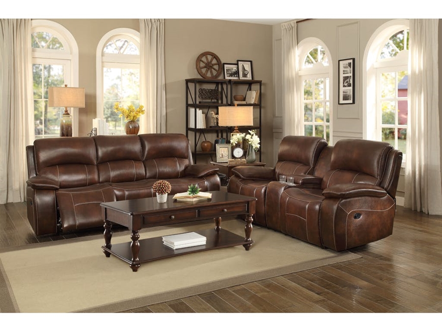 Mahala 2 Piece Double Reclining Sofa Set In Brown By Home