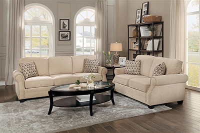 Bechette 2 Piece Sofa Set in Natural Tone by Home Elegance - HEL-8204