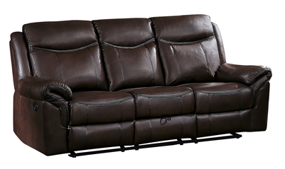 Aram Double Reclining Sofa in Dark Brown by Home Elegance - HEL-8206BRW-3